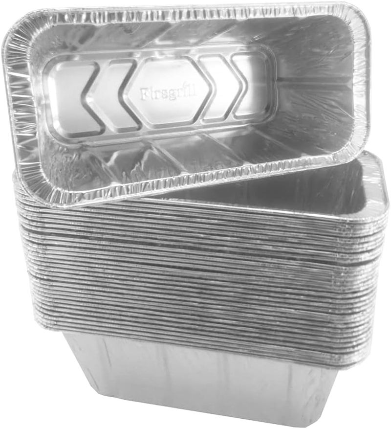 Firsgrill 30 Pack Professional Replacement Blackstone 17"22" 28" 30"36" Aluminum Foil tray Drip Pans Griddle Grease Cup Liners 8"L x 3.75" Wx 3"D - Image 1